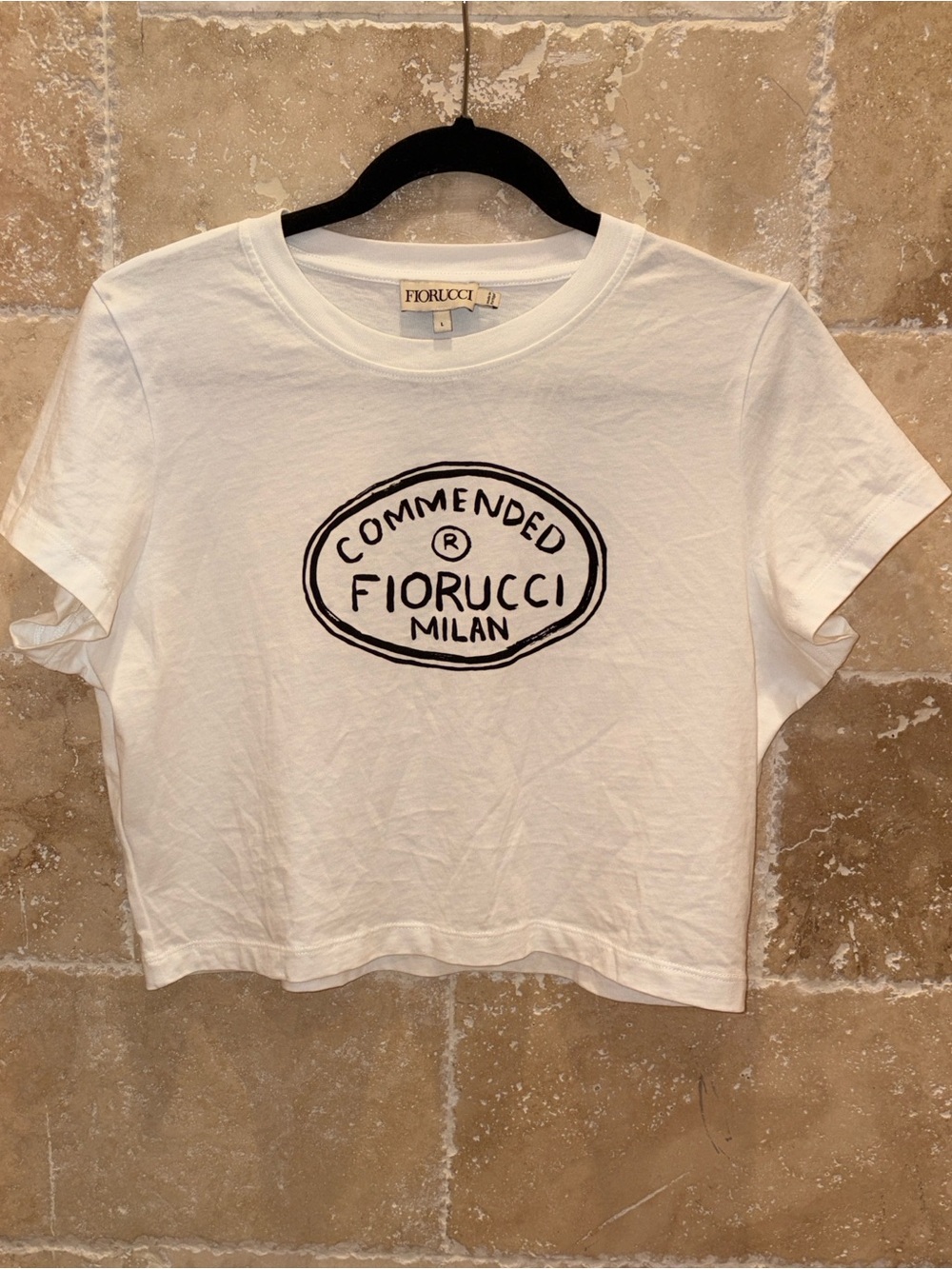 Fiorucci Illustrated Commended Crop T-Shirt White Large